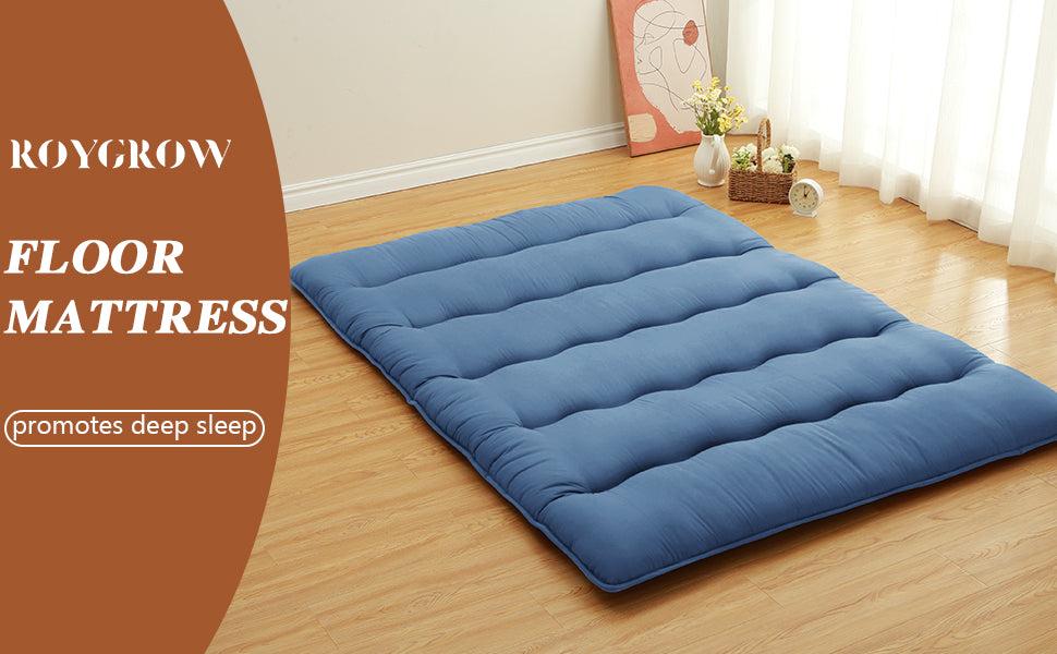 【GARVEE】Thickened 5-Layer Floor Mattress - Non-Slip Wave Pattern Base - Japanese Futon Mattress Rollable Futon for Travel, Floor Sleeping, or Temporary Bedding