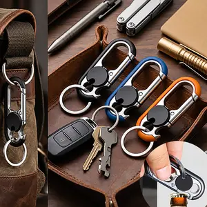 Bottle Opener Keychain for Men&Women - Multifunctional Stainless Steel Car Key Ring, Set of 3，Personalized Business Gift for Men