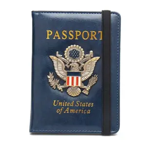 Unisex Minimalist Soft PU Leather RFID Blocking Passport Holder Wallets - Waterproof Travel Document Cover Case with Multiple Slots, US Logo, Secure Design, Business Casual Travel Accessory