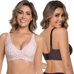 Jelly Wireless Womens Comfortable Wireless Bras Push Up Bralettes Seamless Tshirts Bras Deep V Everyday Bras