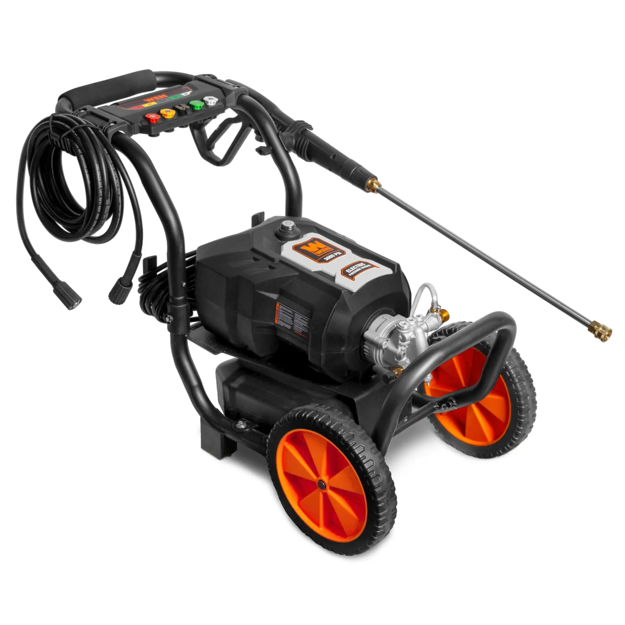 WEN PW3000E Heavy Duty 3000 PSI Brushless Electric Pressure Washer, 2.0 GPM Full Kit with Onboard Detergent Tank, Pressure Washer Pump & Quick Connect for Concrete Surfaces
