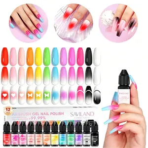 SAVILAND Airbrush Gel Nail Polish: Create Gradient Blush High Color Saturation Patterns Perfect Home Salon Cuticle Care Festival Gift summervibes