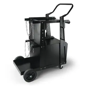 VEVOR Welding Cart, 2-Tier Heavy Duty Welder Cart with Anti-Theft Lockable Cabinet, 265LBS Weight Capacity, 360 Swivel Wheels, Tank Storage Safety Chains, Welding Cabinet for TIG, ARC, Plasma Cutter
