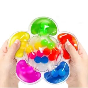 Colorful PVC Bead Flower Shape Press Toy, Stress Relief, Fine Motor Skills, Classroom Use, Multiple Colors, Party Game Gift