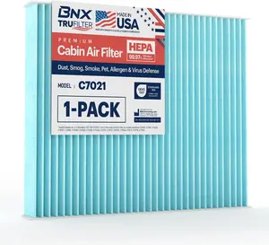 BNX TruFilter C7021 Cabin Air Filter, HEPA 99.97%, MADE IN USA