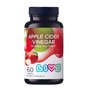 LIVS Gummy Vitamins Apple Cider Vinegar Gummies 500mg Organic Gluten-Free Vegan Natural Flavor Supports Cardiovascular Health Detox Benefits Sugar-Free Dietary Supplement