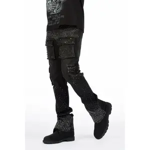 Arman Black Rhinestone Stacked Fit Jean Arman Black Rhinestone Stacked Fit Jean