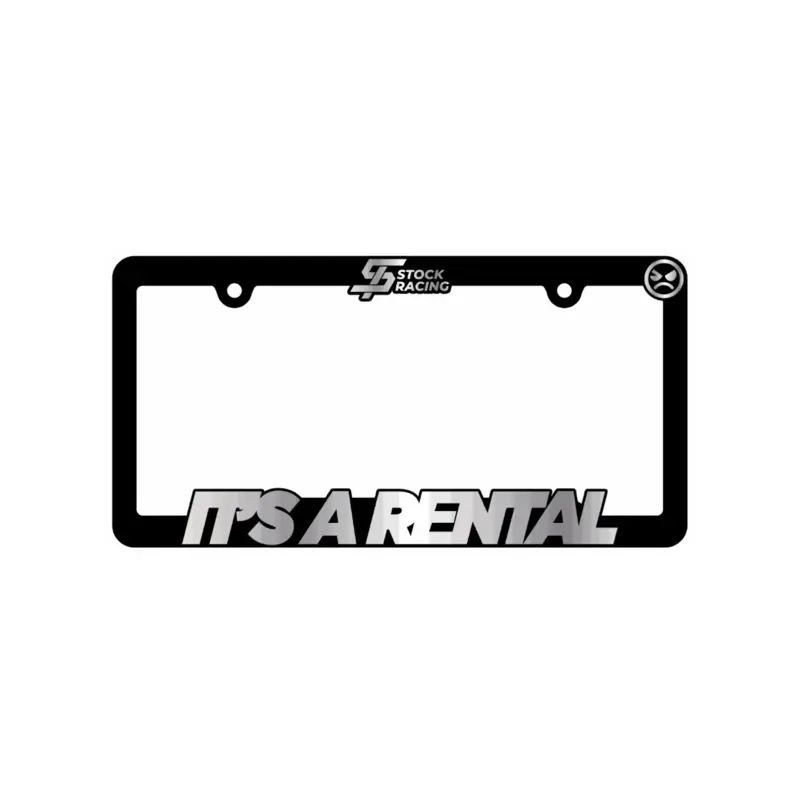 “IT’S A RENTAL” License Plate Frame - Black Design with "IT’S A RENTAL” Text, Durable Material, Ideal for License Plate.