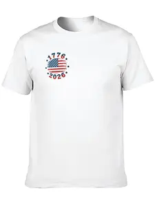 US size adult heat transfer printed short-sleeved T-shirt-1776-2026 independence（Customizable design available）