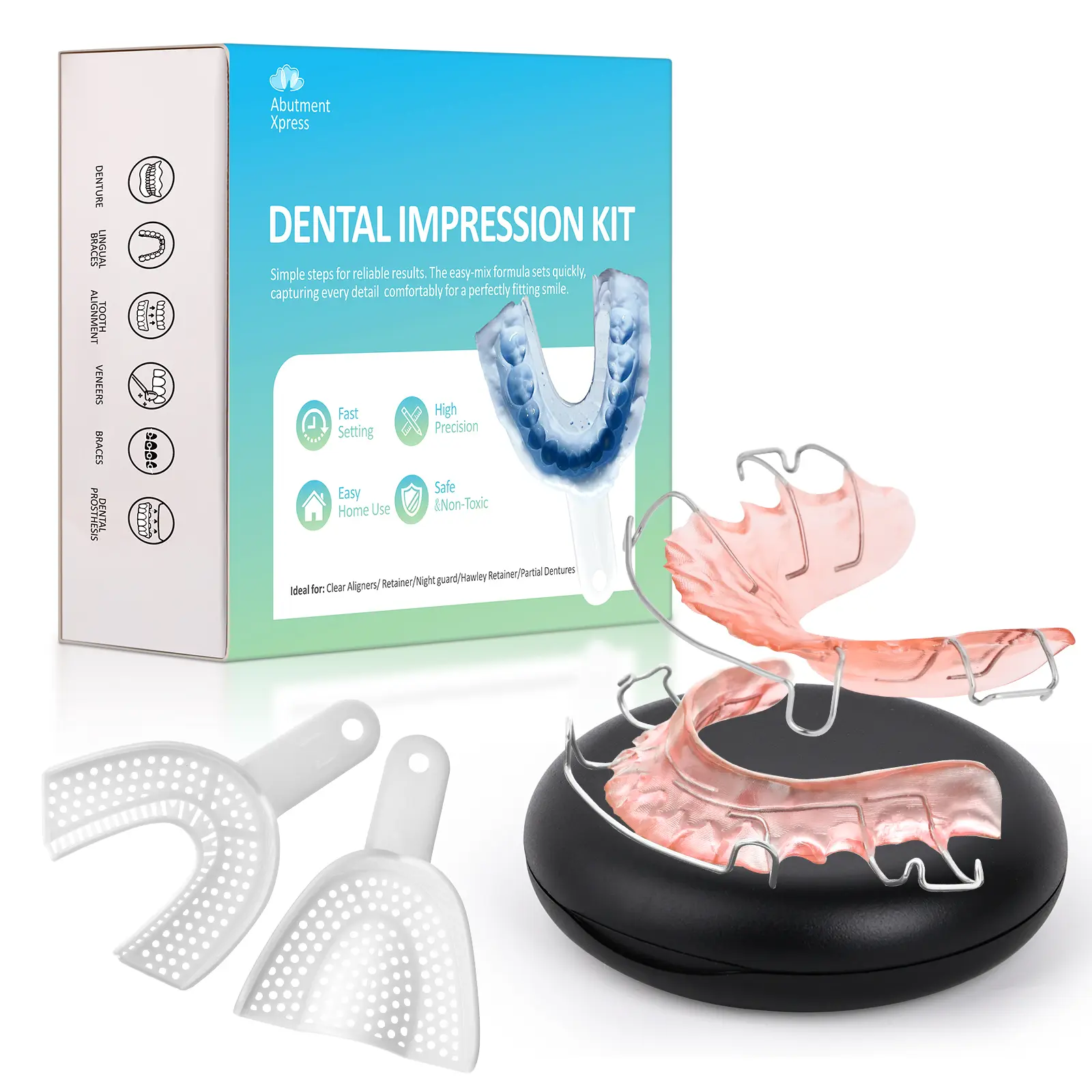 AbutmentXpress Custom Hawley Retainer – Removable Adjustable Teeth Retainer with Durable Wire & Personalized Acrylic Base