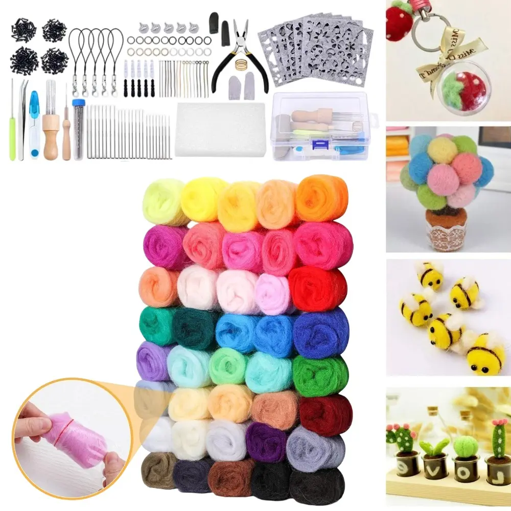 40 Color Felting Kit,Needle Felting Supplies with Tools, Storage Bag for Handcrafts Decoration