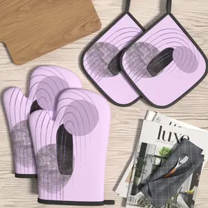 4pcs Heat Resistant Oven Mitts And Potholders Pastel Purple Abstract Oven Mitts And Pot Holders Sets Kitchenware Suitable For Kitchen Decoration, Cooking, Grilling, Baking And Great Holiday Camping Picnics Gifts
