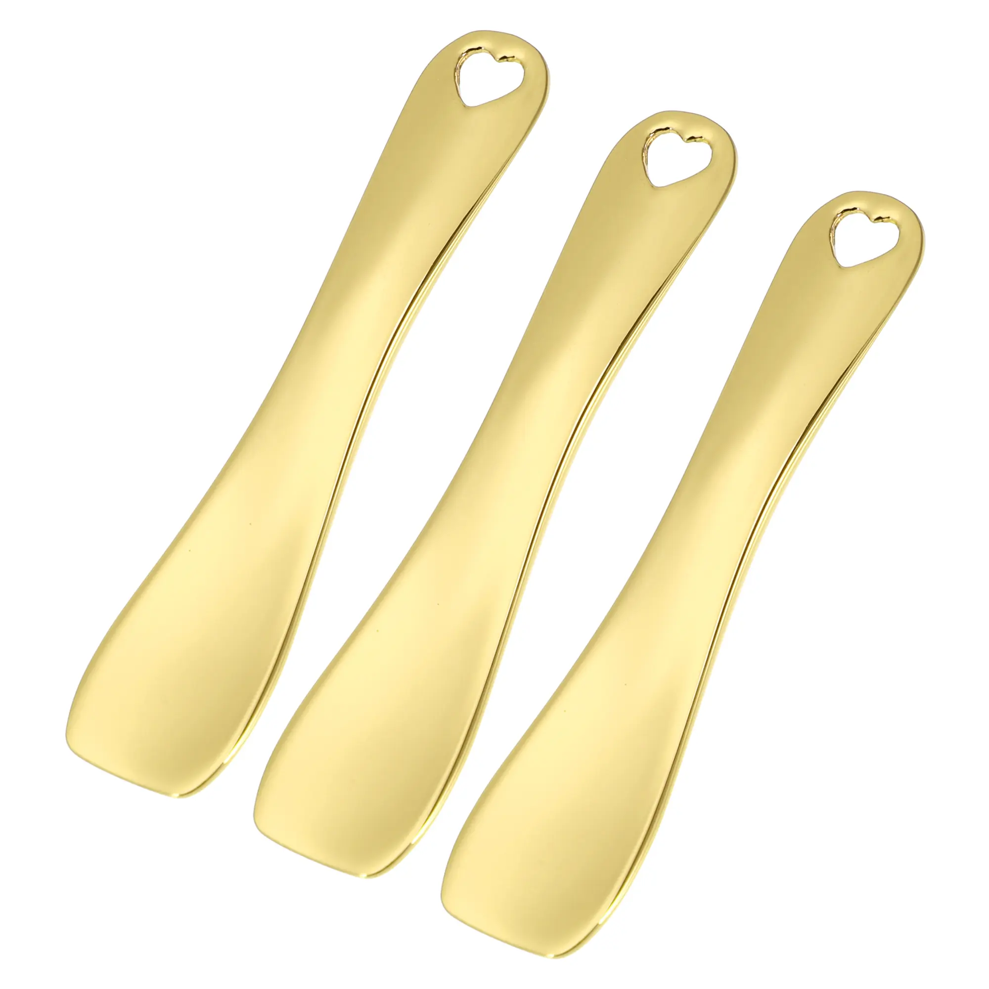 VOCOSTE 3 Pcs Makeup Spatula Mini Spoon, Eye Cream Massage Sticks Beauty Scoop, for Facial Cosmetic Face Cream, Zinc Alloy Heart Shape 2.36"x0.49"