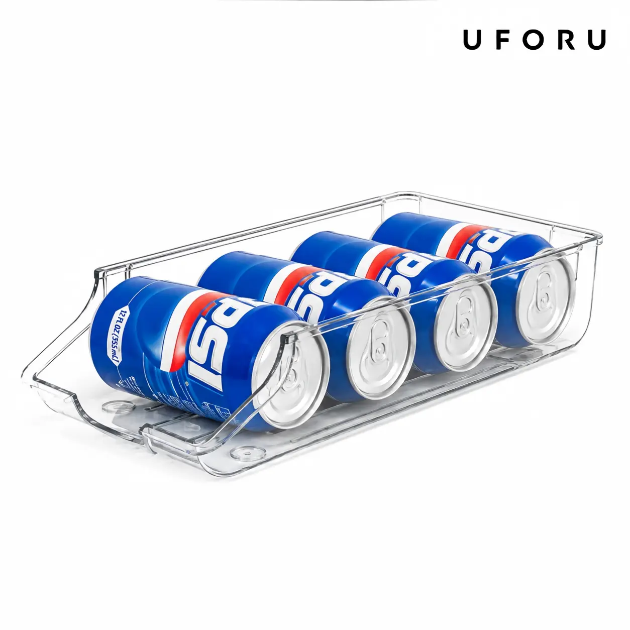 UFORU Compact Refrigerator Can Organizer - Single/Double Shelf, Tilted Automatic Refilling Design, Food-Safe Moisture-Proof Material, Suitable for Freezers & More Large Appliance Applications, Refrigerator Shelf, Double/Single