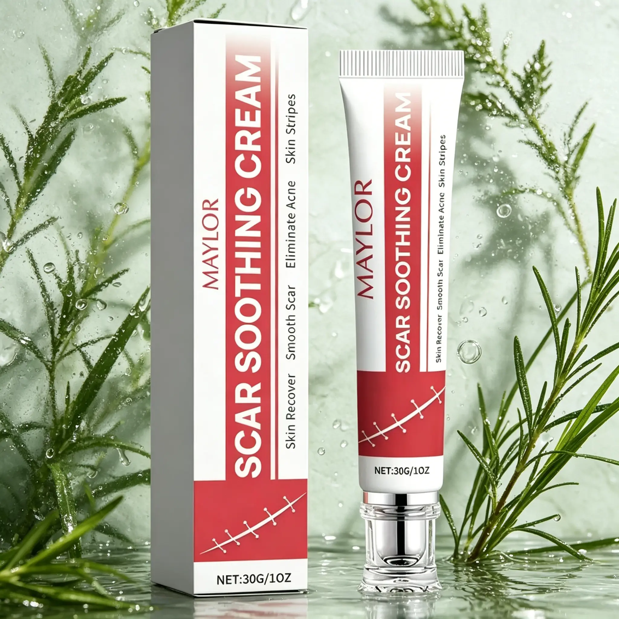 MAYLOR Scar Soothing Cream 30g – Eliminates Acne Scars & Keloids – Smooths & Fades Old & New Scars – Skin Recovery for Face & Body
