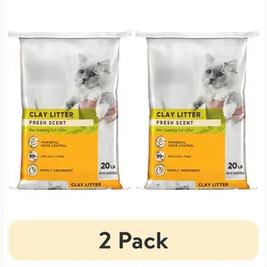 (2 pack) Non-Clumping Clay Fresh Scent Litter, 20 lb