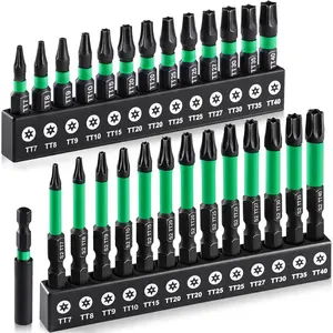 27 count Impact Torx Bit Set (TT7-TT40), S2 Steel  with Tamper Proof &   Bits, 1"&2" Long CNC Machined Torx Set with Compact Storage Case