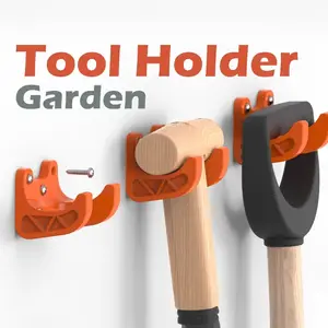 Wall-Mounted Garden Tool Organizer - Sturdy Storage Rack with Durable Orange Hangers for Hanging Gardening Tools, Indoor & Outdoor Wall Storage Solution