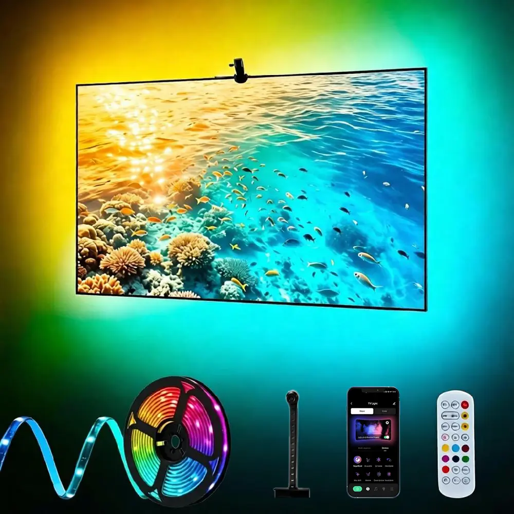 RGBIC LED TV Backlight Strip, 9.8ft/16.4ft Color Changing LED Lights, App & Remote Control, Music Sync Lighting, Customizable Scenes, Dimmable TV Lights for Gaming Room, Home Theater, Bedroom, Living Room Decor