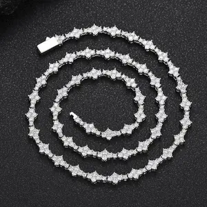 Hip Hop Men's 6.5mm Zircon Tennis Chain Necklace with Spring Buckle Modern Versatile Accessories for Women and Men Iced Out Jewelry Necklinphalt 16-24inch