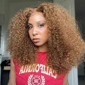 Midulla Glueless Kinky Curly Wigs Human Hair Brown Short Pre-cut Lace Closure Wig for Women Highlight Balayage 6x4 Transparent Lace Front Wig