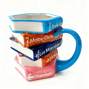 Books Lover Mug, 11 oz Ceramic Coffee Cup, Gift for Women Readers,Vintage Ceramic Cup with Hanlde for Latte Cappuccino TeaNew Year Gift,  Drinkware