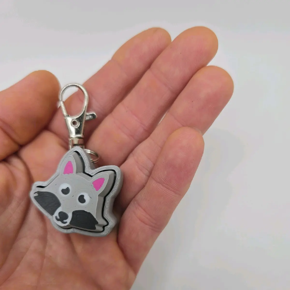 Gray Fox Button Foxy Fidget Keychain - Adorable Design for Stress Relief