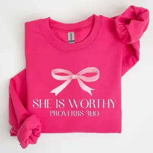Christmas, bow, pink, proverb, SoftGirlEra sweatshirt, women's round neck, round neck