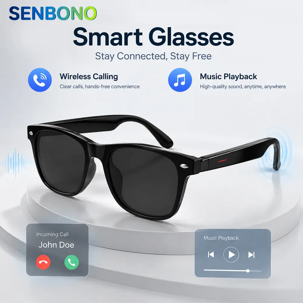 SENBONO Smart Audio Glasses – Hands-free wireless calling, music playback, magnetic charging, long battery life; portable smart glasses for outdoor use