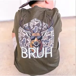 Camo Buck Bruh Short Sleeve Youth Tee, Sweatshirt & Hoodie, Hunting Graphic Top for Kids, Outdoor Deer Print Apparel for Young Hunters