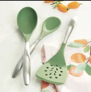Silicone Kitchen Utensils Set - Soft Grip Spoons & Spatula for Cooking & Serving - Sturdy & Easy to Clean - Versatile for Sweet & Savory Dishes