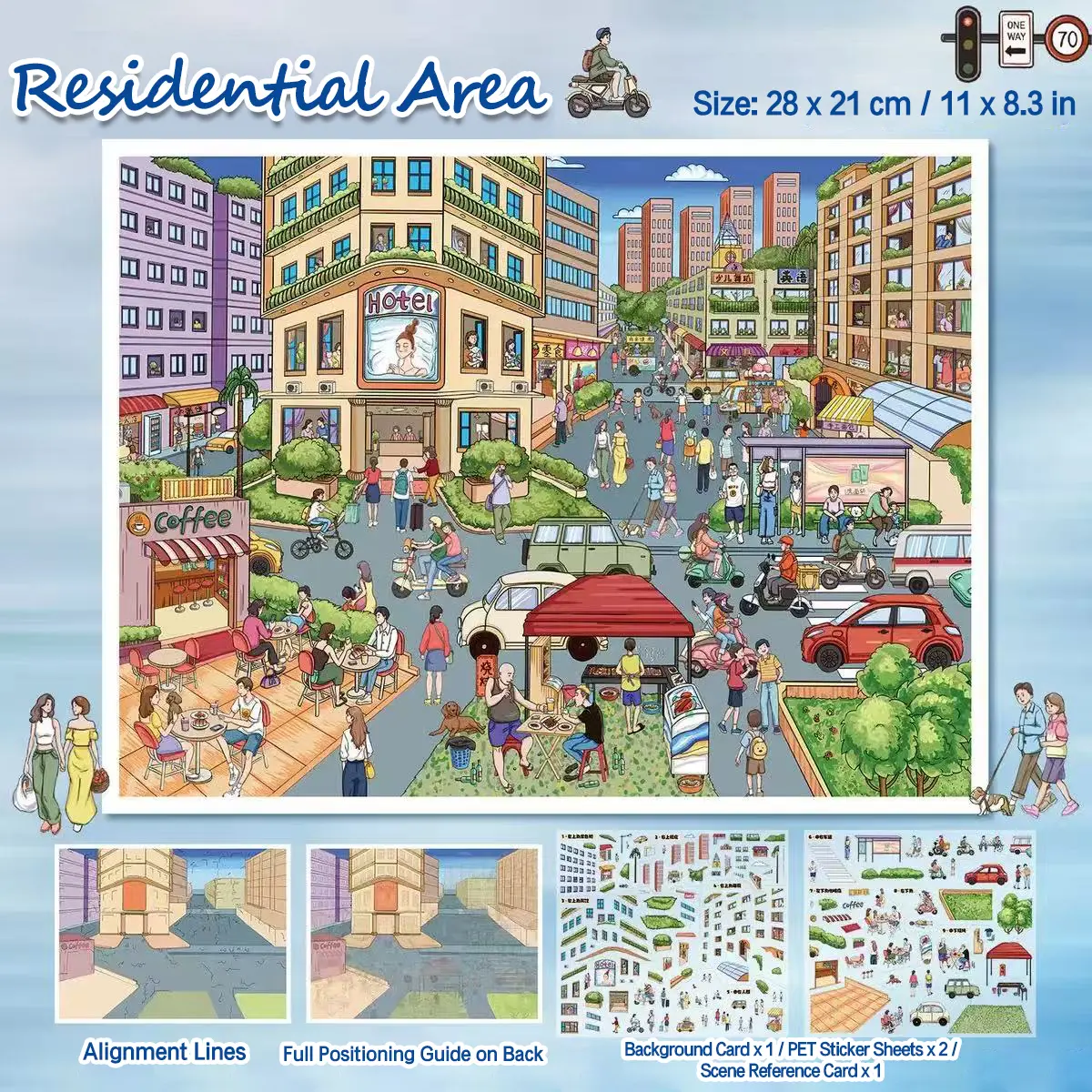Large Size DIY Scene Sticker Set, Landscape Stickers for Adults, Stress-Relief Sticker Art, Multiple Scenes to Choose From