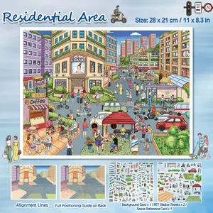 Large Size DIY Scene Sticker Set, Landscape Stickers for Adults, Stress-Relief Sticker Art, Multiple Scenes to Choose From