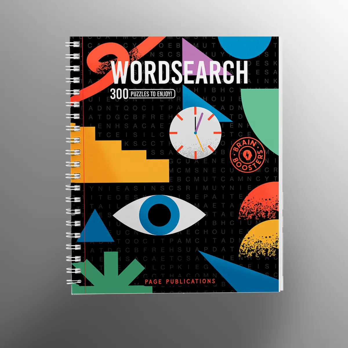 Spiral-Bound Wordsearch Puzzle Book - Artistic Cover Design, 300 Engaging Word Searches, Varied Mix of Themes, Modern English Learning Tool, Memory Training Activity, Mindful Relaxation Game
