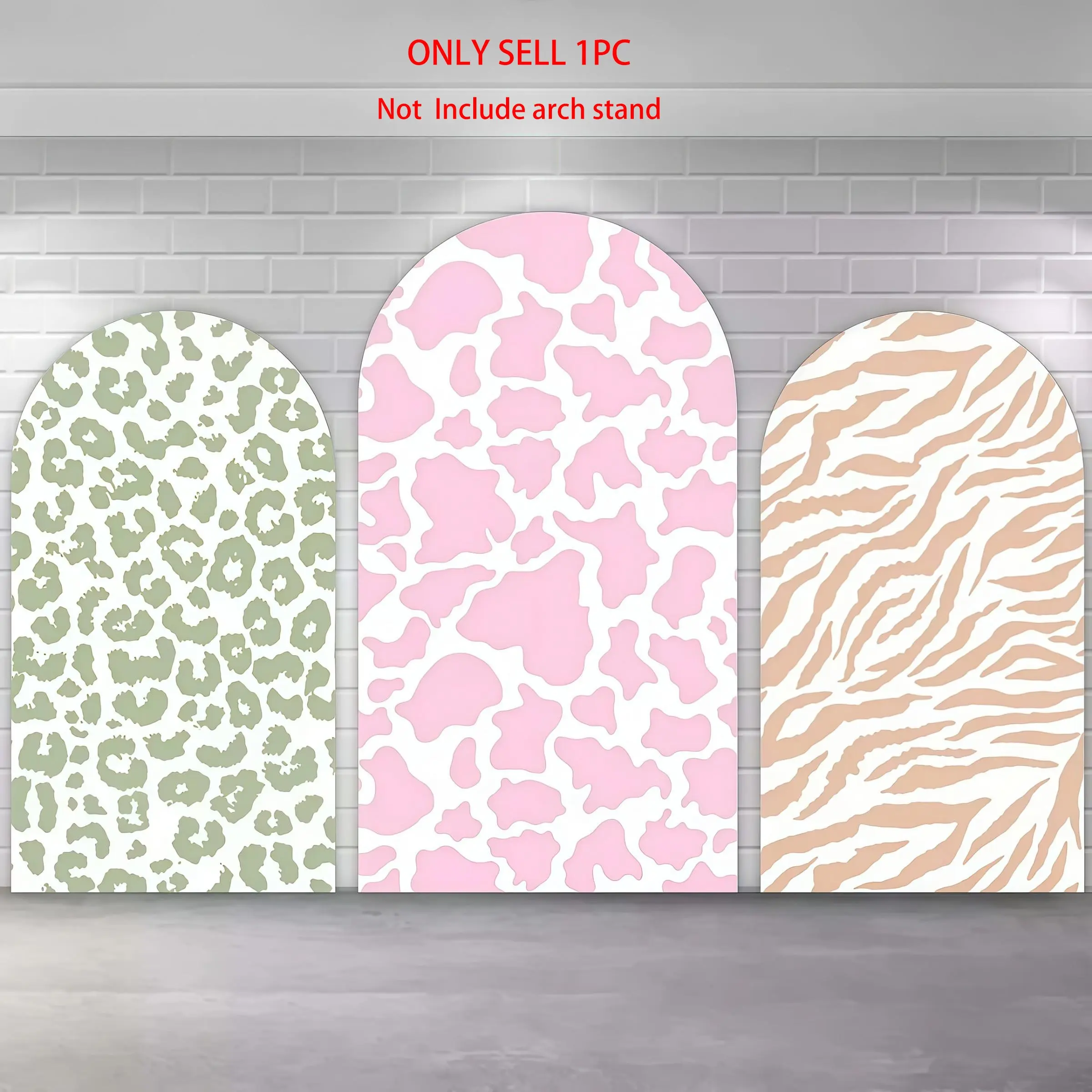 Pink Cow Print Green Leopard Brown Zebra Arch Covers Stretchy Backdrop, Animal Print Pattern Design, Perfect for Girls Farm Theme Birthday Party Photo Backdrop, Birthday Party Decorations, Party Decoration Supplies
