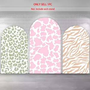 Pink Cow Print Green Leopard Brown Zebra Arch Covers Stretchy Backdrop, Animal Print Pattern Design, Perfect for Girls Farm Theme Birthday Party Photo Backdrop, Birthday Party Decorations, Party Decoration Supplies