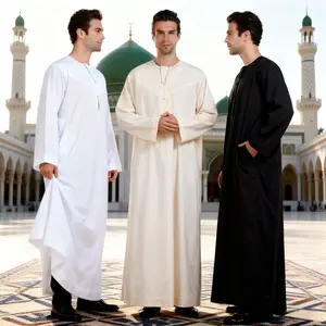 Men's Middle Eastern & Southeast Asian Arabic Thobe - Solid Color, Plus Size, Casual Versatile Ethnic Clothing moroccan thobe haute  hijab authentic saudi traditional arabic robe islamic clothing fashion men
