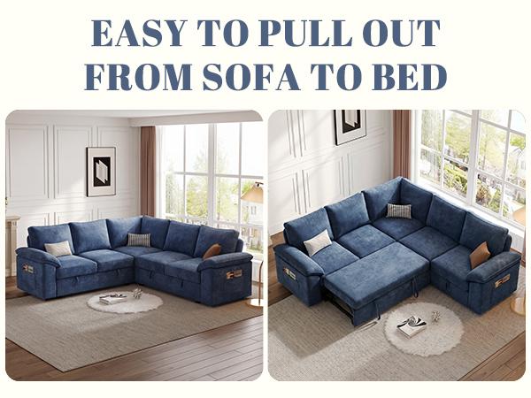 【3-4 Packages】108 Inch Sectional Sleeper Sofa with Pull Out Bed, U Shaped 5/7 Seat Modular Sectional Sofa with Storage, Sectional Couches for Living Room, Cloud Modular Couch, Removable Sofa Cover#daybed