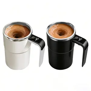 【Buy 1 Get 1 Free】Automatic Magnetic Stirring Coffee Mug with Temperature Display | USB Rechargeable 304 Stainless Steel Spill-Proof One-Key Stirring Portable Cup for Home Office Travel