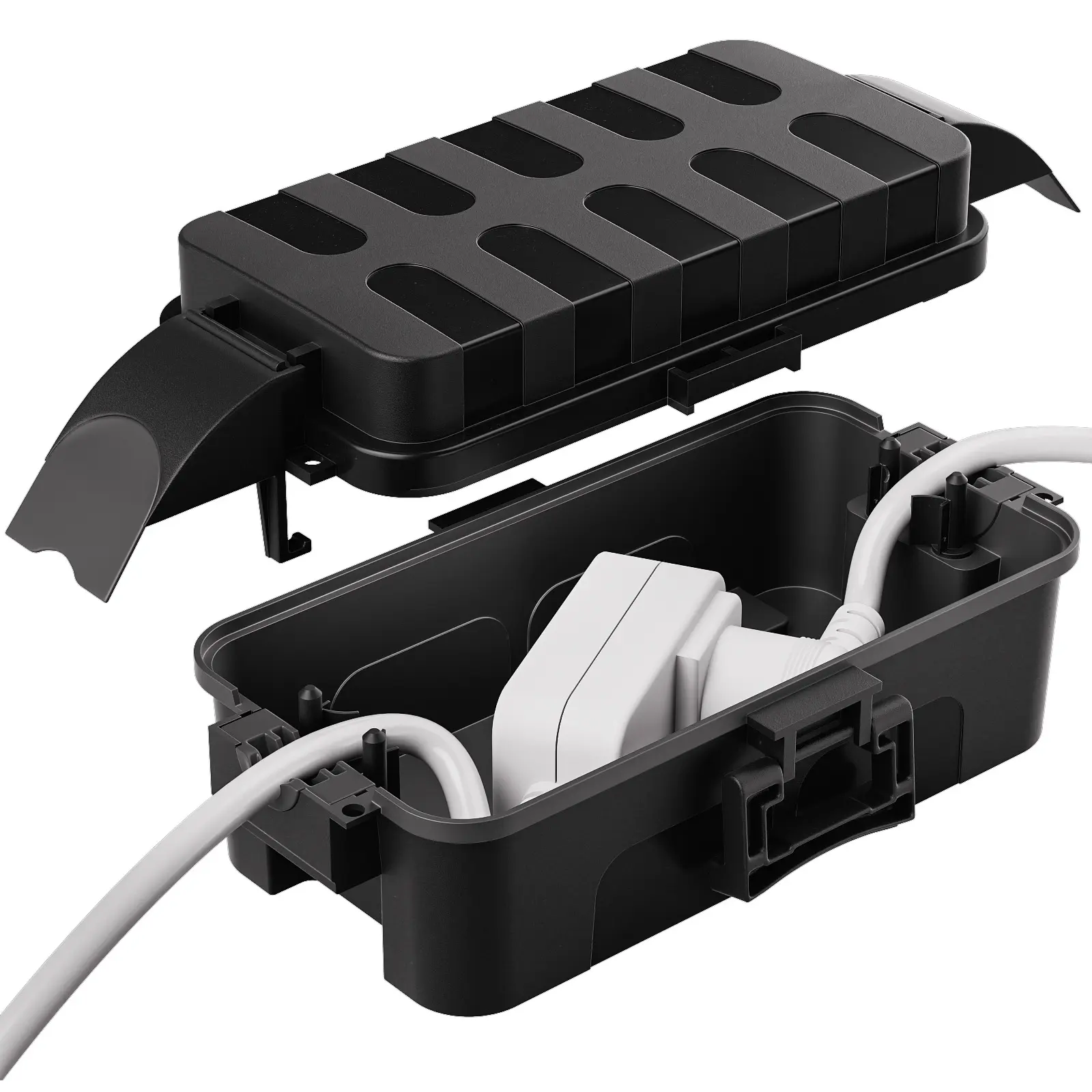 Flemoon Small Waterproof Safety Outdoor Electrical Box with Detachable Shield Covers, IP55 Weatherproof Connection Box for Plugs, Outlets (Inner 5.9x3.2x1.8in)