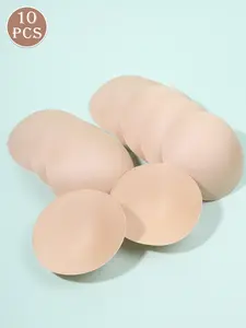10Pcs Breathable Sponge Bra Pads, Multi-Size Optional, Kneadable No Deformation, Push-Up, For Sports Bras/Backless Bras/Everyday Bras, Ultra-Thin Soft