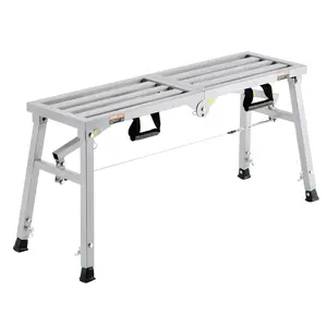 【Summervibes】VEVOR Work Platform, 3 Gear Adjustable Height, Folding Alloy Steel Step Ladder, Portable Scaffolding Platform, 400 lb Load Capacity, Non-Slip Rubber Feet, Drywall Painting Stool, for Cleaning &Washing