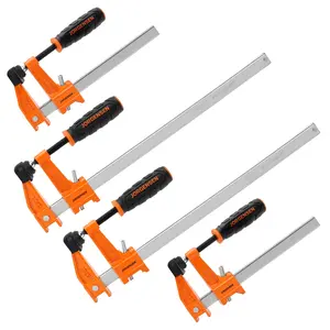 JORGENSEN 4-pack Steel Bar Clamps Set, 6 inch & 12 inch Medium Duty F-Clamp - 600 Lbs Load Limit for Woodworking