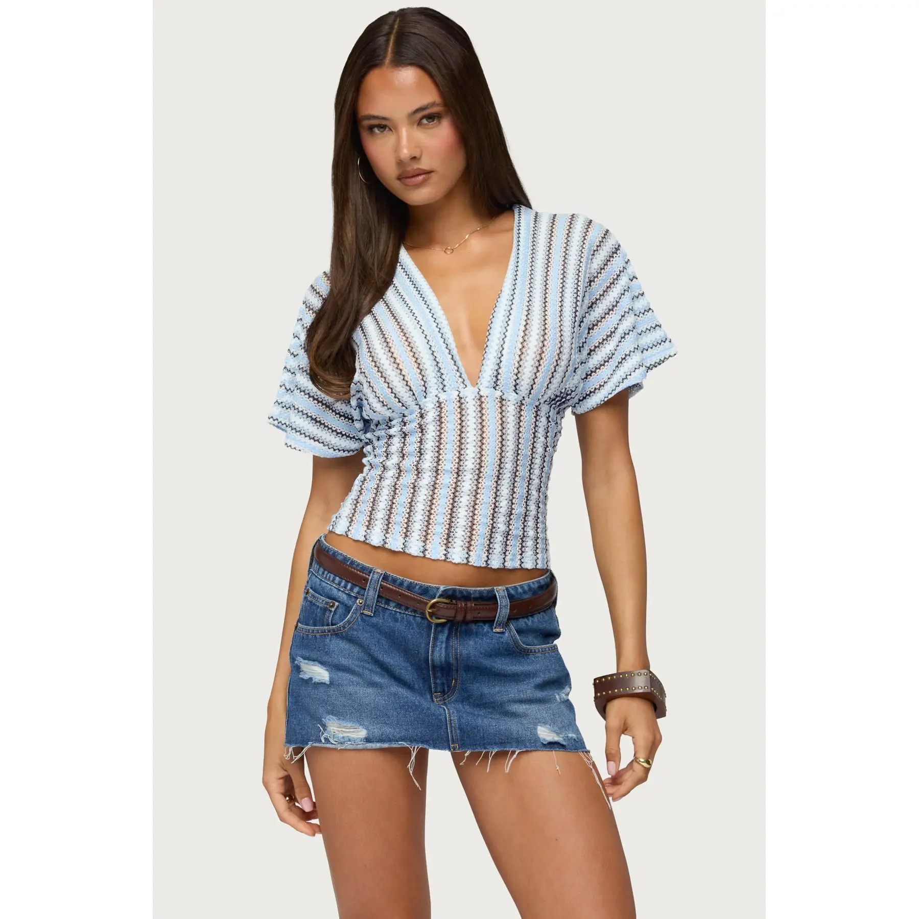 Alwyn Flutter Crochet Zigzag Top