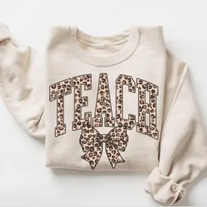 Leopard Teacher Sweatshirt, Teach Sweatshirt, Retro Teach Shirt, Teacher Appreciation Gift, Varsity Teacher Sweatshirt, Teacher Gift, Teach
