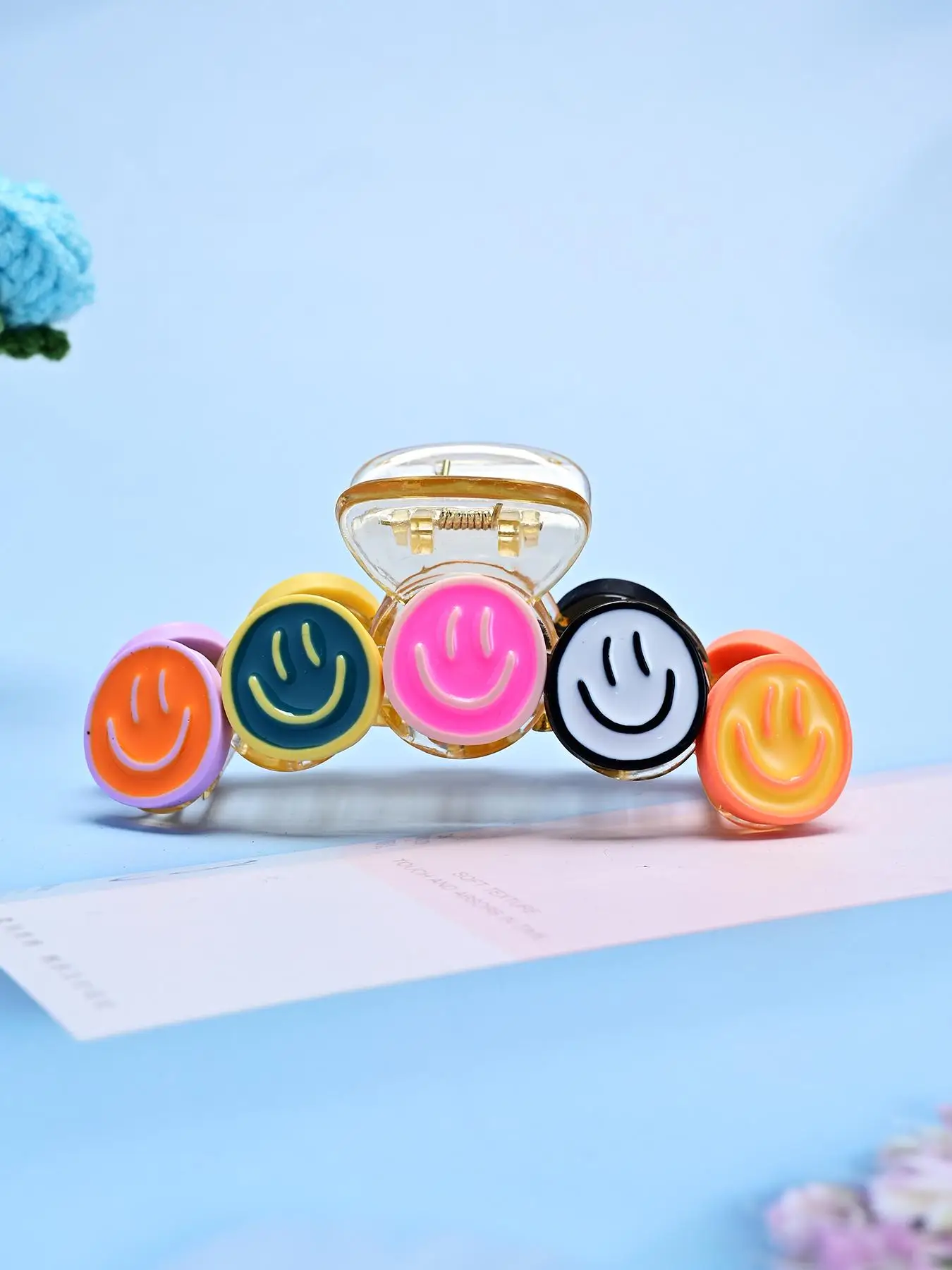 Colorblock Smile Face Design Hair Claw, Clip In Claw, Non-slip Hair Claws for Women, Pink Accessories for Party and Daily Life