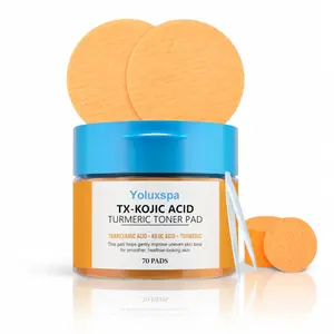 Kojic Acid Turmeric Toner Pads 70PCS – Gentle Exfoliating & Brightening Care for Uneven Skin Tone