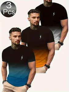 Men's Short Sleeve T-Shirt Three-Piece Set,