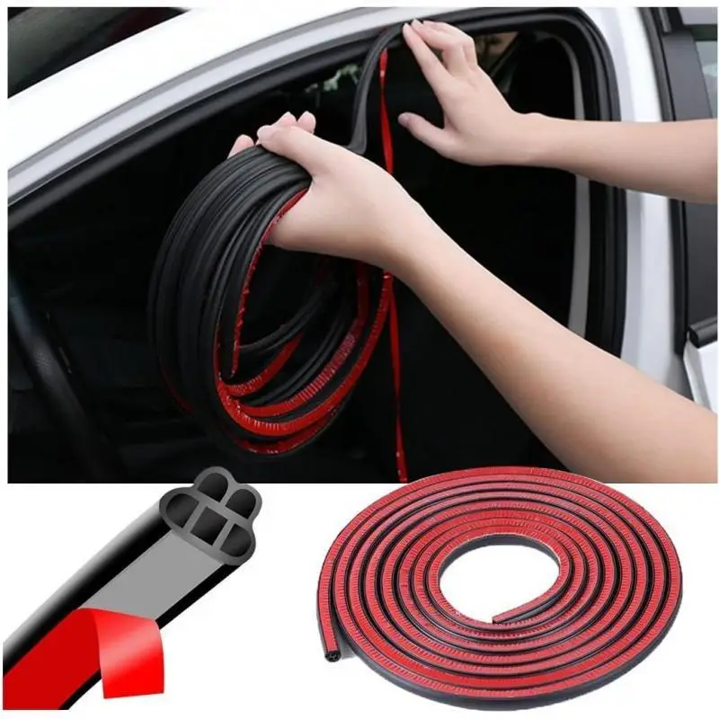 Car Door Seal Strip 33ft Universal Automotive Weather Stripping Double Layer Auto Rubber Soundproofing Weatherstrip Self Adhesive Soundproof Sealing S