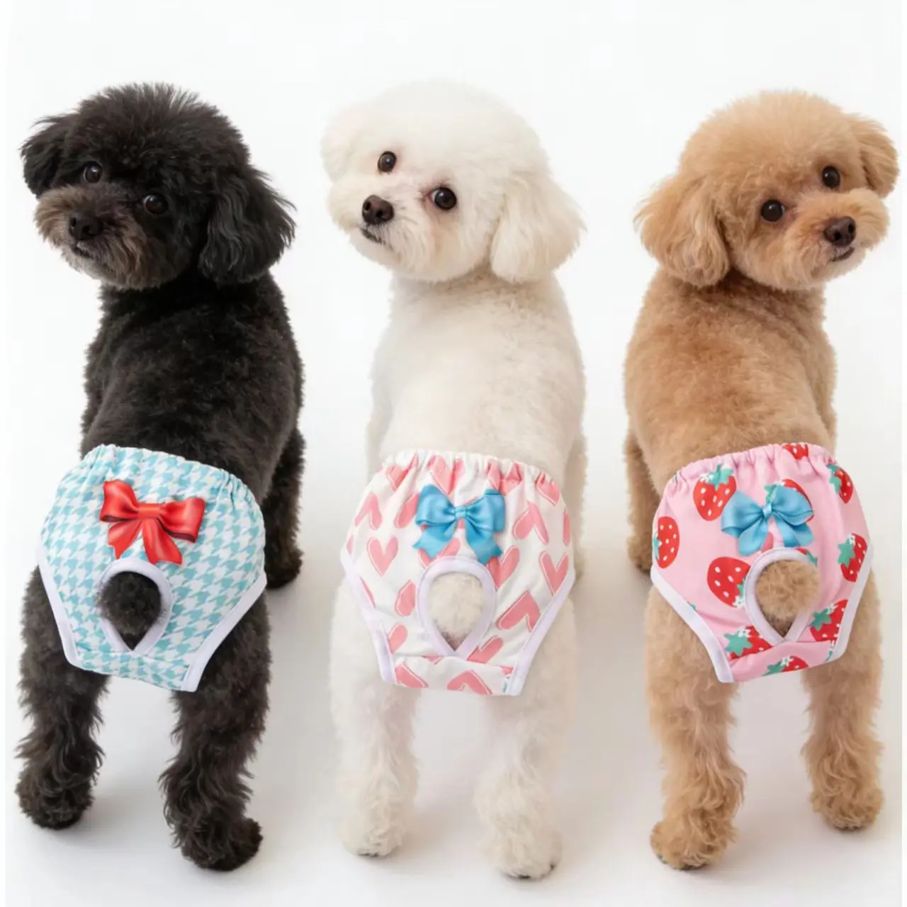 3 Pcs Cute Dog Period Pants for Puppy, small and medium dogs and cats, Washable and Stylish, Comfortable and Breathable, Ideal for Daily Use, Pet Care Essentials, Puppy Diapers